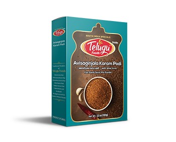 Avisa Ginjalu Karam Podi with Garlic (Flax Seeds Spice Mix) 100 gm - Telugu Foods