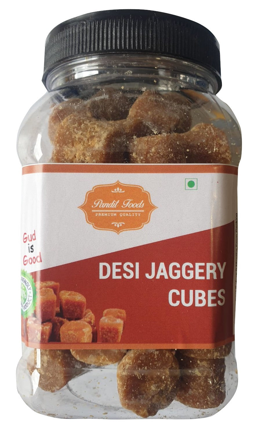 Desi Jaggery / Gul / Gud Cubes - Pandit Foods (450 gm)