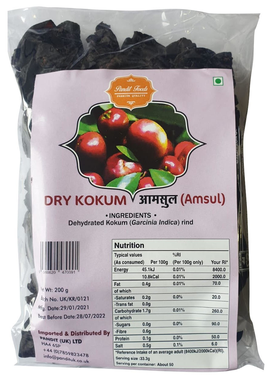 Dry Kokam / Kokum / Dried Garcinia Indica (Pandit Foods) 200gm
