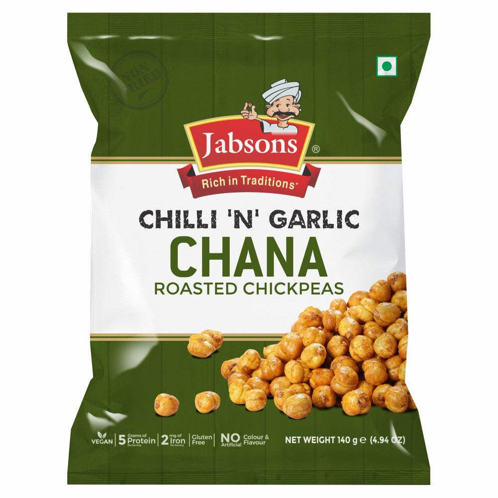 JABSONS SKINLESS ROASTED CHANA - CHILLI `N' GARLIC 140 GM