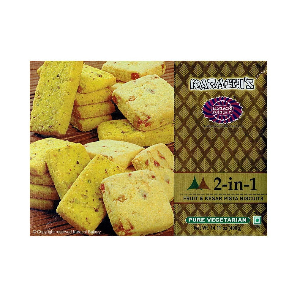 Karachi Bakery 2 in 1 Fruit & Kesar Pista Biscuits (400gm)