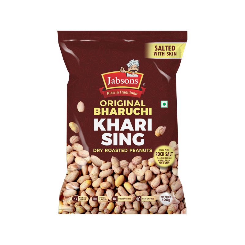 Jabsons Roasted Peanut-BHARUCHI-Khari Sing With Skin- 400gm