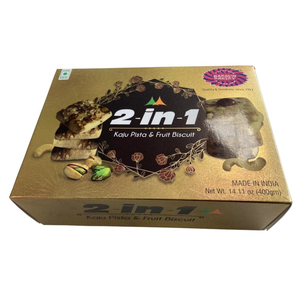 Karachi Bakery 2 In 1 Fruit - Kaju Pista Biscuit (400gm)