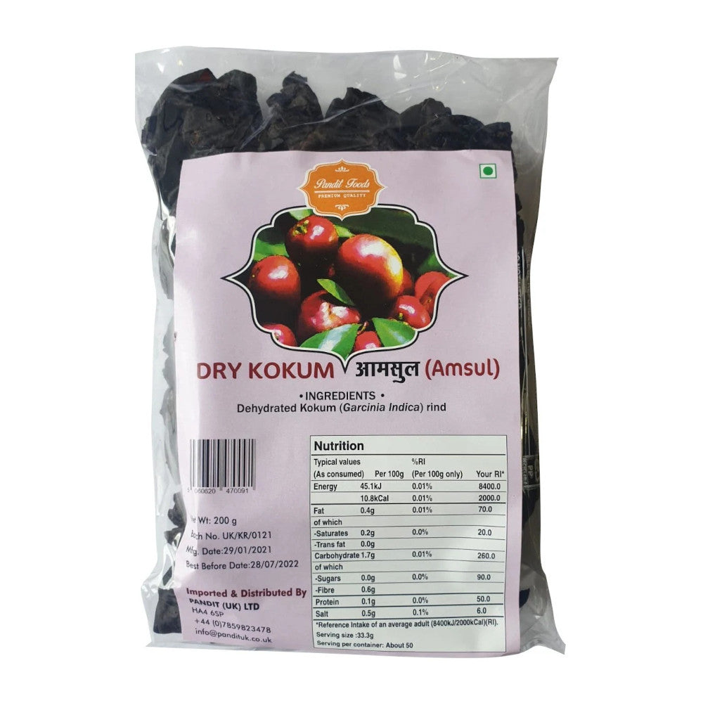 Dry Kokam / Kokum / Dried Garcinia Indica (Pandit Foods) 200gm